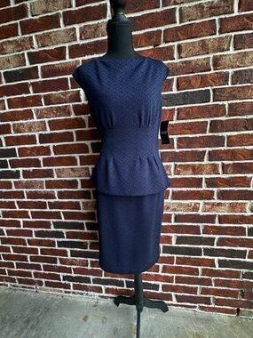 American Living Navy Textured Sheath Dress
